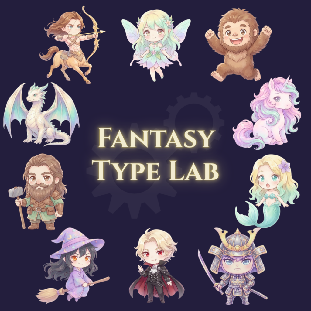 ファンタジータイプ研究所の10タイプキャラクター入りロゴ