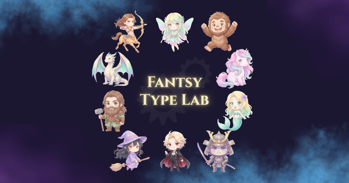 ファンタジータイプキャラクター10タイプ（円形・中央ロゴ）